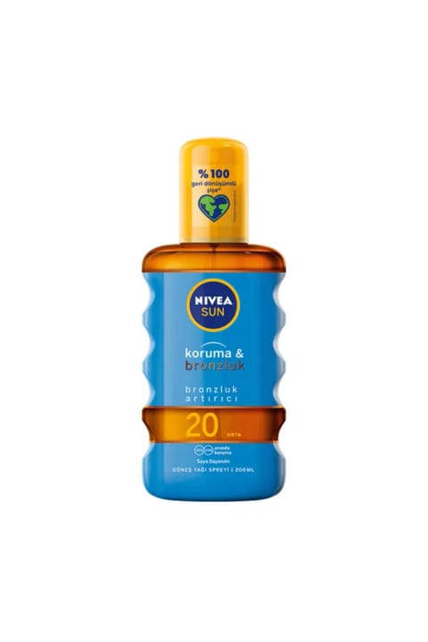 NIVEA Sun SPF20 محافظت و برنزهکننده روغن آفتاب اسپری ۲۰۰ میلیلیتر